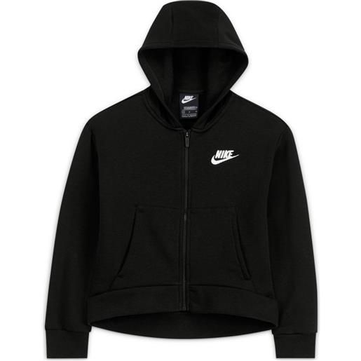 Nike felpa per ragazze Nike sportswear club fleece fz hoodie g - black/white