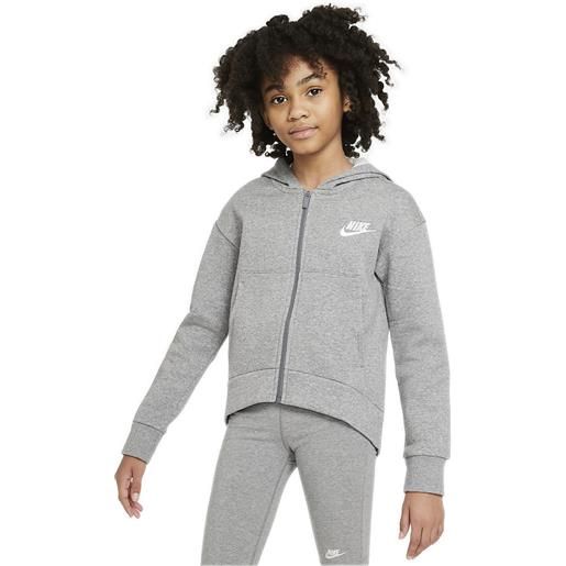 Nike felpa per ragazze Nike sportswear club fleece fz hoodie g - carbon heather/white