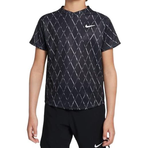 Nike maglietta per ragazzi Nike court dri-fit victory ss top printed - black/white