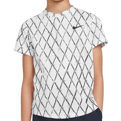 Nike maglietta per ragazzi Nike court dri-fit victory ss top printed - white/black