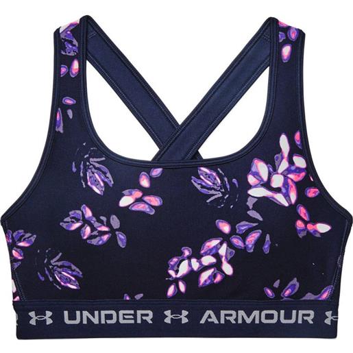 Under Armour reggiseno Under Armour women's armour mid crossback printed sports bra - midnight navy/purple tint