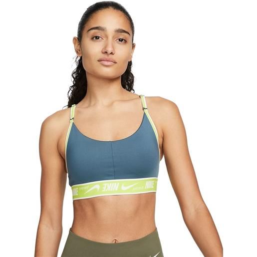 Nike reggiseno Nike dri-fit indy logo bra - ash green/aviator grey/white