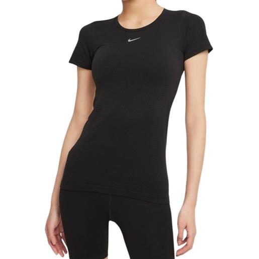 Nike maglietta donna Nike dri-fit aura slim fit short sleeve top w - black/reflective silver
