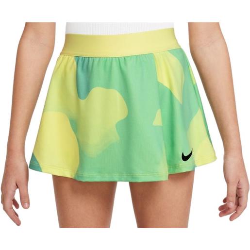 Nike gonnellina per ragazze Nike court dri-fit victory flouncy printed skirt - light citron/light citron/b