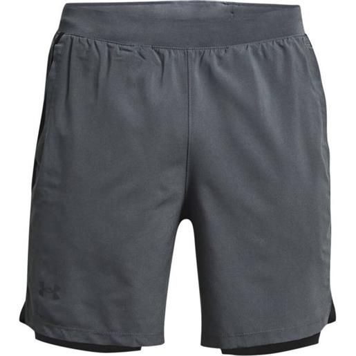 Under Armour pantaloncini da tennis da uomo Under Armour men's ua launch run 2n1 shorts - pitch gray/black