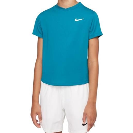 Nike maglietta per ragazzi Nike court dri-fit victory ss top b - bright spruce/bright spruce/white