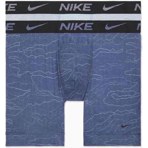Nike boxer sportivi da uomo Nike dri-fit re. Luxe boxer brief 2p - navy coded print/worn blue heather