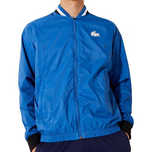 Lacoste felpa da tennis da uomo Lacoste men's sport light water-resistant teddy jacket - blue/white/black