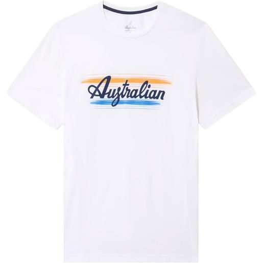 Australian t-shirt da uomo Australian cotton t-shirt brush line print - bianco