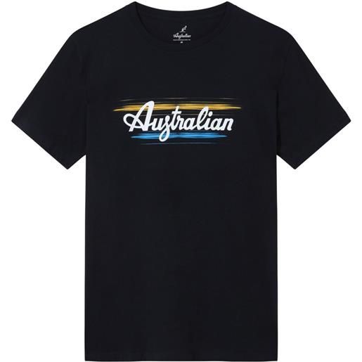 Australian t-shirt da uomo Australian cotton t-shirt brush line print - blu navy