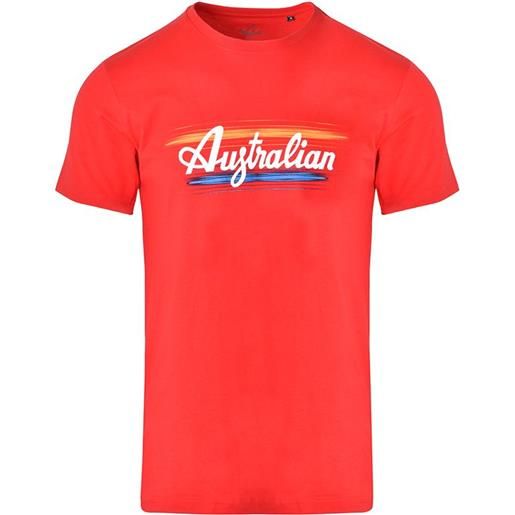 Australian t-shirt da uomo Australian cotton t-shirt brush line print - rosso vivo