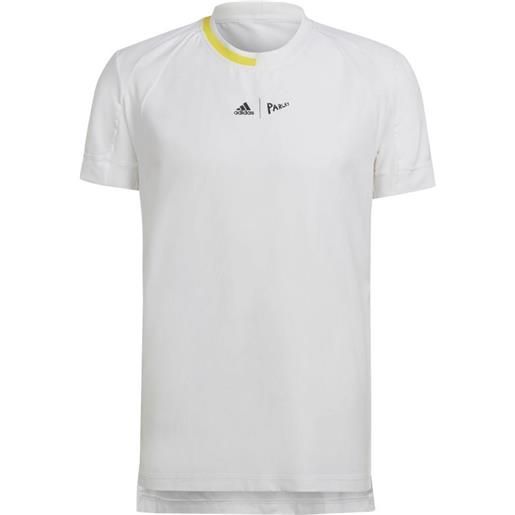Adidas t-shirt da uomo Adidas london stretch woven tee - white/impact yellow
