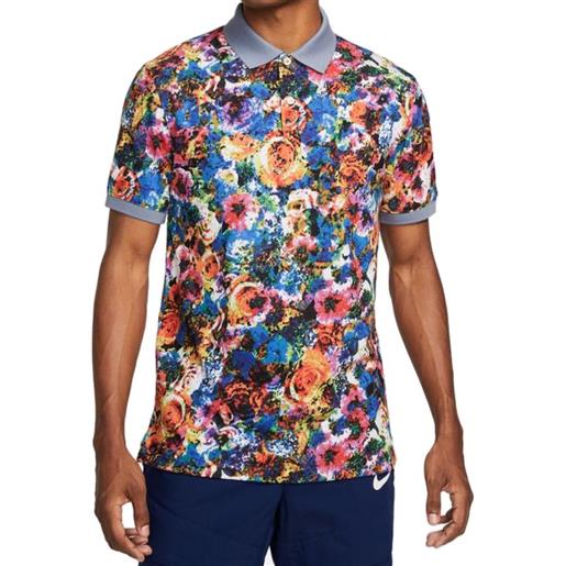 Nike polo da tennis da uomo Nike dri-fit printed slim fit polo - ashen slate/white