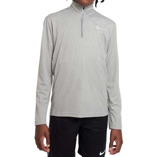 Nike maglietta per ragazzi Nike dri-fit poly+ 1/4 zip - carbon heather/reflective silver