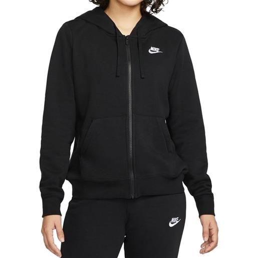 Nike felpa da tennis da donna Nike sportswear club fleece full zip hoodie - black/white