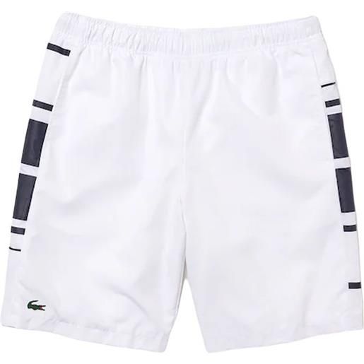 Lacoste pantaloncini da tennis da uomo Lacoste sport printed side bands shorts - white/navy blue