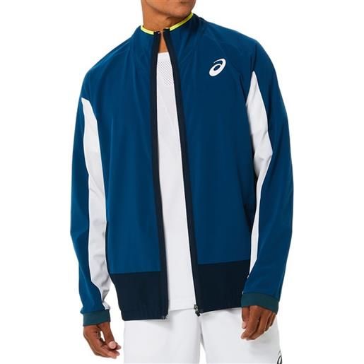 Asics felpa da tennis da uomo Asics men match jacket - mako blue/brilliant white