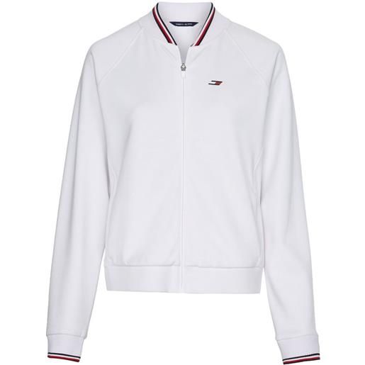 Tommy Hilfiger felpa da tennis da donna Tommy Hilfiger relaxed sueded modal gs bomber - sueded dth optic white