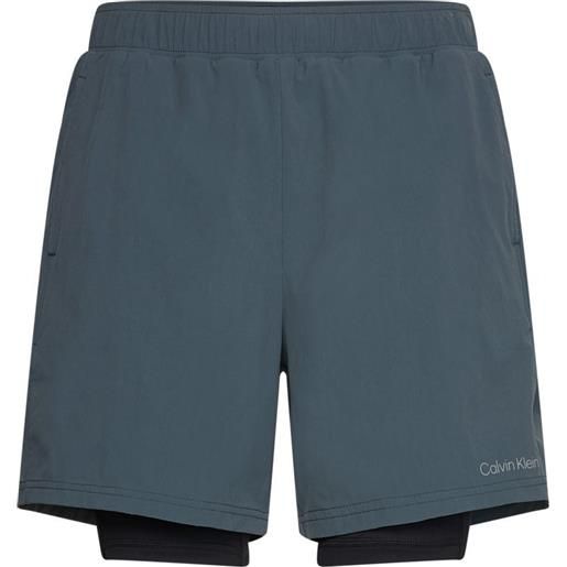 Calvin Klein pantaloncini da tennis da uomo Calvin Klein wo 2 in 1 woven short - dark slate