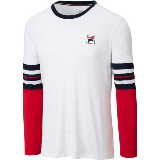 Fila t-shirt da tennis da uomo Fila longsleeve tom - white/fila navy/fila red