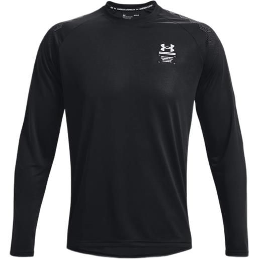 Under Armour t-shirt da tennis da uomo Under Armour men's ua armour. Print long sleeve - black/halo gray