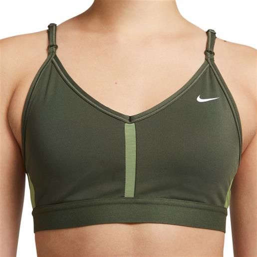 Nike reggiseno Nike indy bra v-neck - cargo khaki/alligator/cargo khaki/white