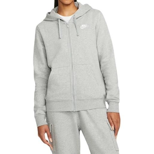 Nike felpa da tennis da donna Nike sportswear club fleece full zip hoodie - dark grey heather/white
