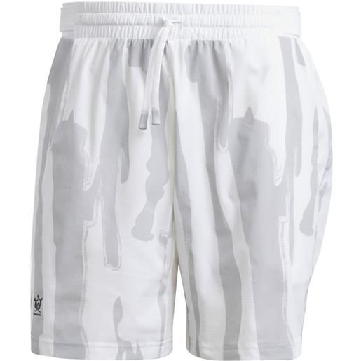 Adidas pantaloncini da tennis da uomo Adidas new york printed short - white/halo silver