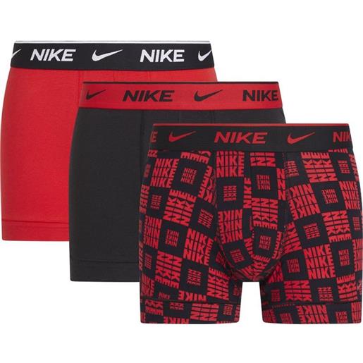 Nike boxer sportivi da uomo Nike everyday cotton stretch trunk 3p - logo checkers print/uni red/black
