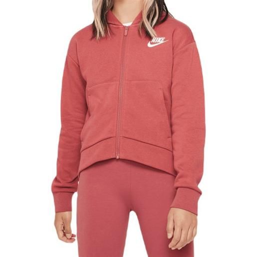 Nike felpa per ragazze Nike sportswear club fleece full zip hoodie - canyon rust/white