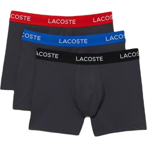 Lacoste boxer sportivi da uomo Lacoste striped waist microfiber trunk 3p - dark grey/red/blue/black