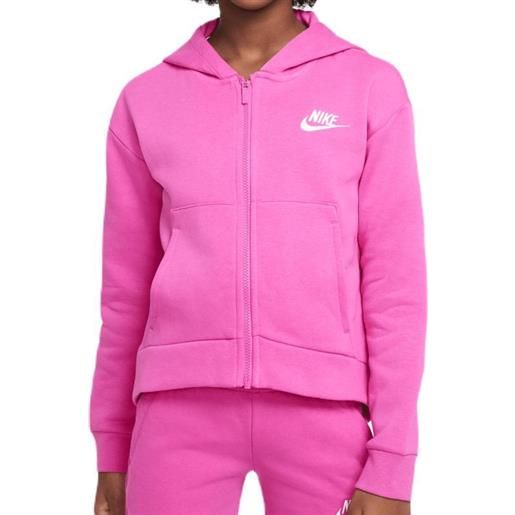 Nike felpa per ragazze Nike sportswear club fleece full zip hoodie - active fuchsia/white