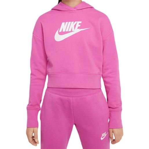 Nike felpa per ragazze Nike sportswear ft crop hoodie - active fuchsia/white