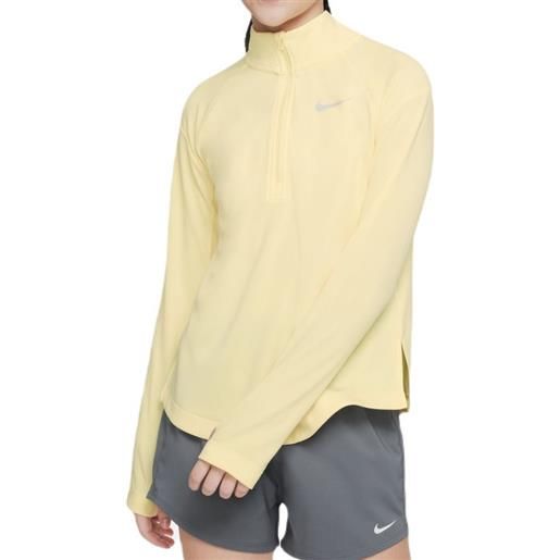 Nike maglietta per ragazze Nike dri-fit long sleeve running top - citron tint/reflective silver