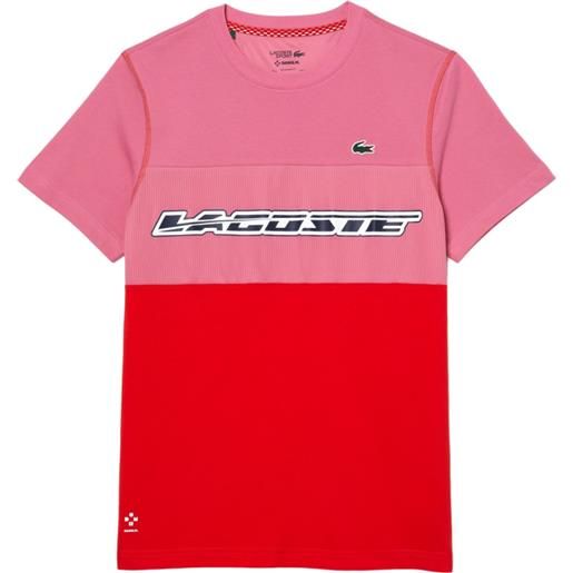 Lacoste t-shirt da uomo Lacoste sport x daniil medvedev jersey t-shirt - pink/red/blue