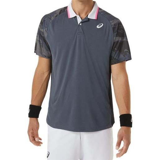 Asics polo da tennis da uomo Asics court graphic polo-shirt - carrier grey