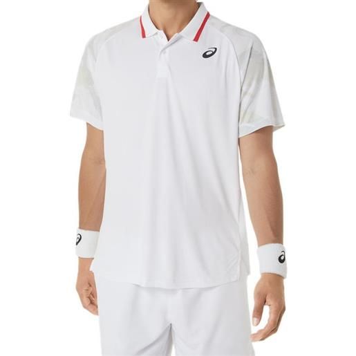 Asics polo da tennis da uomo Asics court graphic polo-shirt - brilliant white