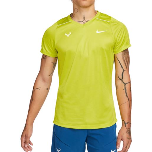 Nike t-shirt da uomo Nike court dri-fit rafa challenger top - bright cactus/football grey/white