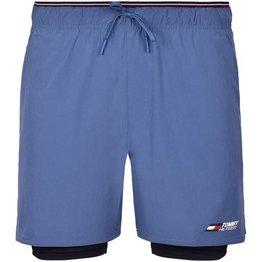 Tommy Hilfiger pantaloncini da tennis da uomo Tommy Hilfiger 2-1 essentials training shorts - blue coast