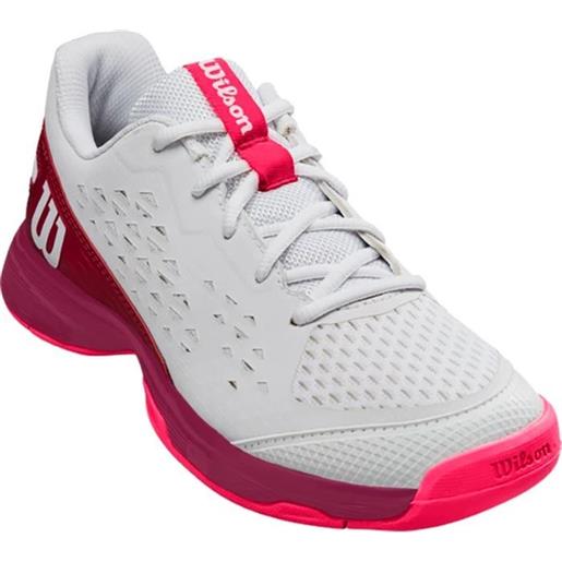 Wilson scarpe da tennis bambini Wilson rush pro jr l - white/beet red/diva pink