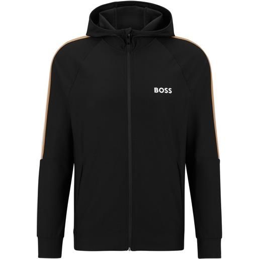 BOSS felpa da tennis da uomo BOSS x matteo berrettini zip-up hoodie in active-stretch jersey with logo - black