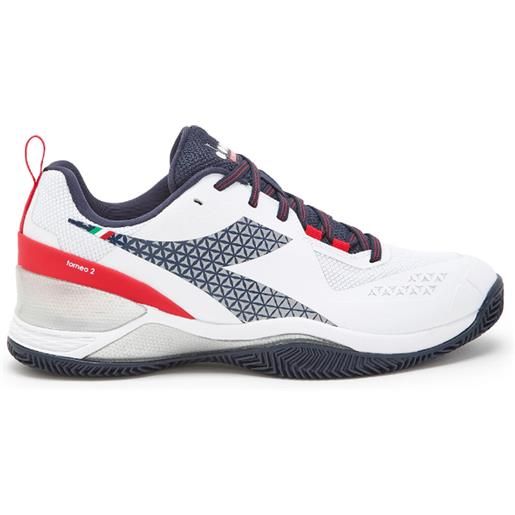 Diadora scarpe da tennis da uomo Diadora blushield torneo 2 clay - white/blue corsair/fiery red