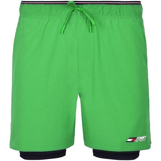 Tommy Hilfiger pantaloncini da tennis da uomo Tommy Hilfiger 2-1 essentials training shorts - spring lime