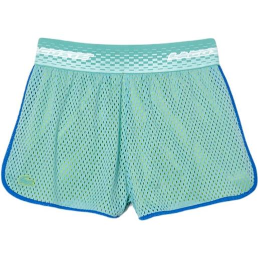 Lacoste pantaloncini da tennis da donna Lacoste tennis shorts with built-in undershorts - green/yellow