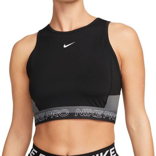 Nike top da tennis da donna Nike pro dri-fit cropped training tank top - black/iron grey/white/white