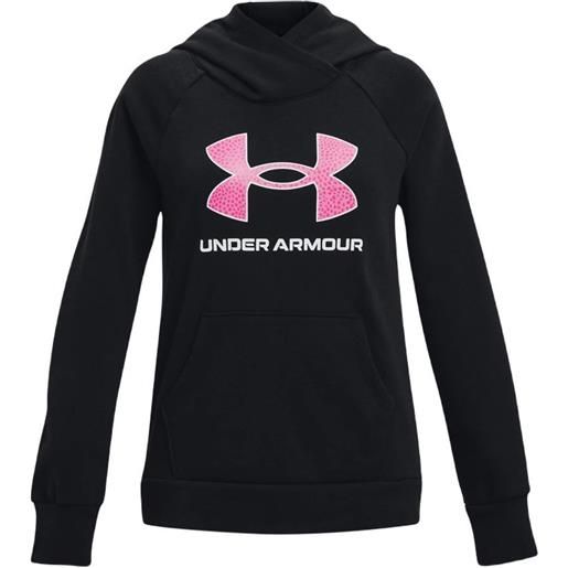 Under Armour felpa per ragazze Under Armour girls' ua rival fleece big logo hoodie - black/pink edge