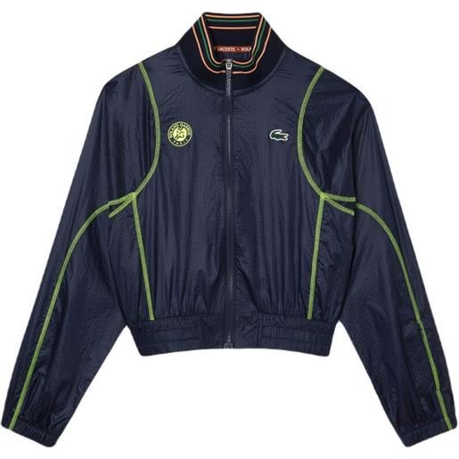 Lacoste felpa da tennis da donna Lacoste sport roland garros edition post-match cropped jacket - navy blue