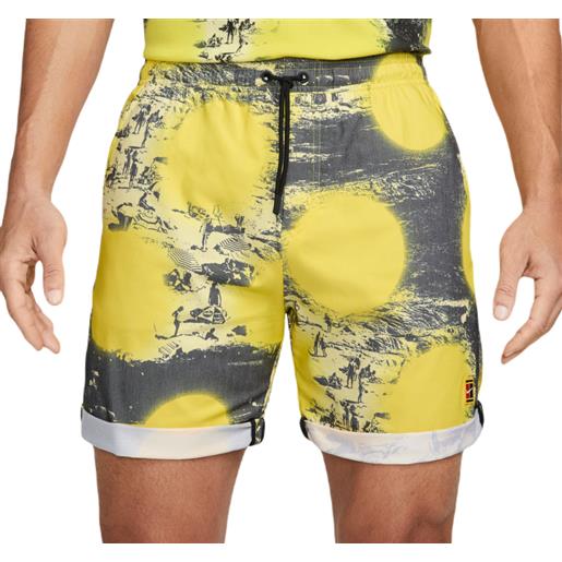 Nike pantaloncini da tennis da uomo Nike dri-fit heritage print tennis shorts - opti yellow