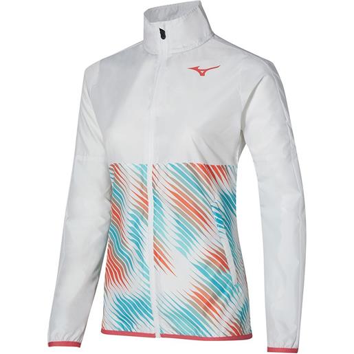 Mizuno felpa da tennis da donna Mizuno printed jacket - white/fierry coral
