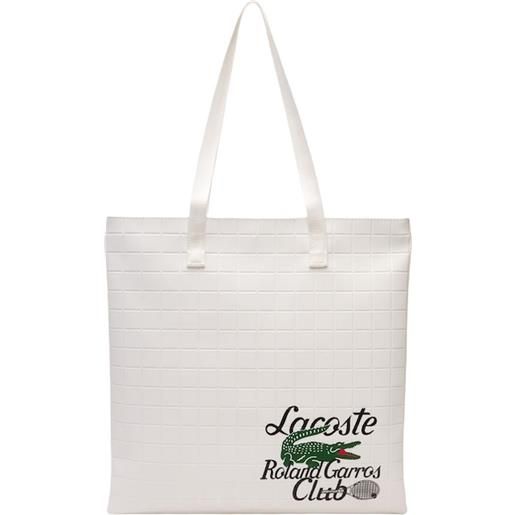 Lacoste borsa sportiva Lacoste x roland garros edition check print tote bag - white